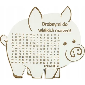 Pokladnička BÍLÉ PRASÁTKO POKLADNIČKA NA DROBNÉ I VELKÉ SNY VÝZVA STÍRACÍ