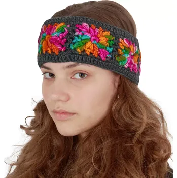 Zimní čelenka Vlněná háčkovaná čelenka Jendela Lankuri