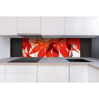 Obklad DIMEX | Dibond za kuchyňskou linku DBW-18060-008 | 180 x 60 cm | Červené listy + Dibond deska za kuchyňskou linku DIMEX v rozměru 180 x 60 cm, motiv Červené listy
