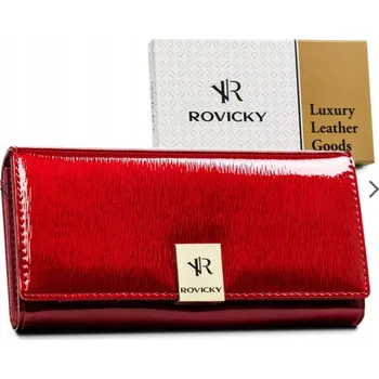 Peněženka Velká dámská kožená lakovaná peněženka na patentku a zipy Rovicky (Dámská peněženka )