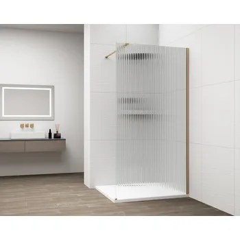 ESCA GOLD MATT jednodílná sprchová zástěna k instalaci ke stěně, sklo Flute, 1000 mm