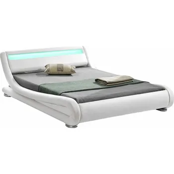 Nábytek Moderní postel s RGB LED osvětlením, bílá, 180x200, FILIDA