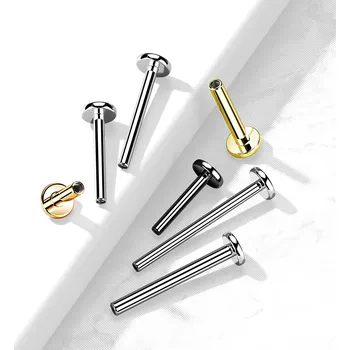 Piercing Atreya Náhradní titanová labreta s vnitřním závitem 4 mm disk Barva: Černá, Velikost: 1,2 mm, Délka / Průměr: 6 mm