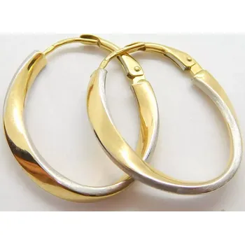 Náušnice Klenoty Budín Dámské obrovské zlaté kruhy z bílého a žlutého zlata 585/1,88gr 02322 (Klenoty Budín Dámské obrovské zlaté kruhy z bílého a žlutého zlata 585/1,88gr 02322)