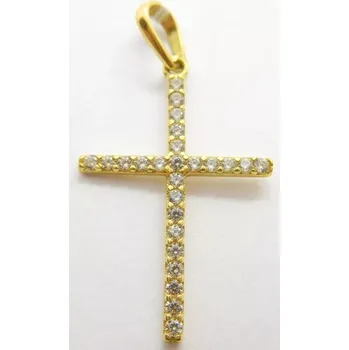 Přívěsek Klenoty Budín Dámský zlatý přívěsek se zirkony větší křížek 585/0,72gr 01185 (Klenoty Budín Dámský zlatý přívěsek se zirkony větší křížek 585/0,72gr 01185)
