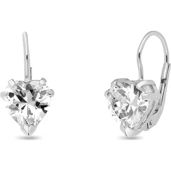 Náušnice Zlatokov Náušnice z bílého zlata se zirkonem srdce