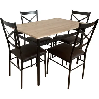 Jídelní set Jedálenský set 1+4, dub sonoma/čierna/hnedá, NAREN