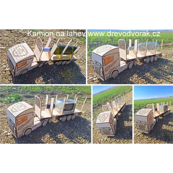 Dřevěný kamion na lahev