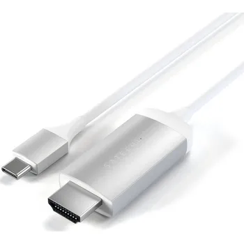 Video kabel Satechi USB-C® / HDMI kabel Zástrčka HDMI-A, USB-C ® zástrčka 1.8 m stříbrná ST-CHDMIS 4K UHD Kabel pro displeje USB-C®