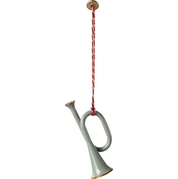 Vánoční ozdoba MAILEG Kovová ozdoba v krabičce Trumpeta - Mint S24