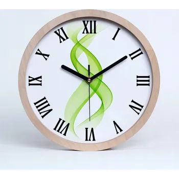 Hodiny Velké dřevěné nástěnné hodiny barevné vlny průměr 25 cm