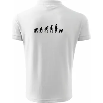Pánská košile Evoluce pes pudl (muž-žena) - Polokošile pánská Pique Polo 203 - 5XL ( Bílá )