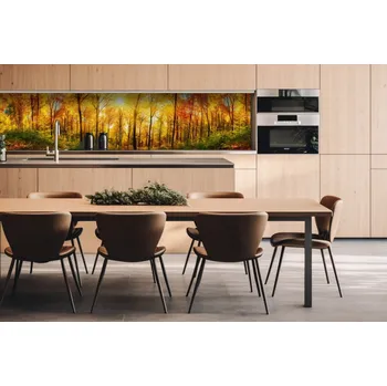 Obklad DIMEX | Dibond za kuchyňskou linku DBW-26060-084 | 260 x 60 cm | Slunečný les + Dibond deska za kuchyňskou linku DIMEX v rozměru 260 x 60 cm, motiv Slunečný les