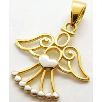 Přívěsek Klenoty Budín Dámský zlatý přívěsek z bílého a žlutého zlata andělíček 585/0,84gr 03022 (Klenoty Budín Dámský zlatý přívěsek z bílého a žlutého zlata andělíček 585/0,84gr 03022)