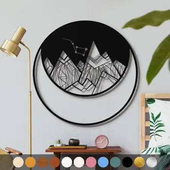 Obraz WoodenPuzzle.cz Dřevěný obraz - Hory se souhvězdím Barva: Růžová