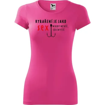 Dámské tričko DOBRÝ TRIKO Dámské tričko Rybaření Velikost: L, Barva: Purpurová