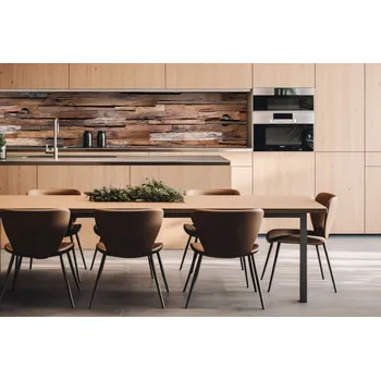 Obklad DIMEX | Dibond za kuchyňskou linku DBW-26060-063 | 260 x 60 cm | Dřevěná zeď + Dibond deska za kuchyňskou linku DIMEX v rozměru 260 x 60 cm, motiv Dřevěná zeď