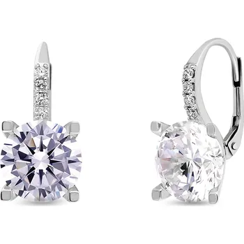 Náušnice Zlaté visací náušnice z bílého zlata se zirkonem Star 8mm