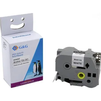 Pásek do tiskárny páska do štítkovače G&G BB-B-G-261 kompatibilní náhradní Brother TZe-261 Barva pásky: bílá Barva písma: černá 36 mm 8 m