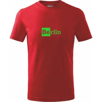 Chlapecké tričko Berlin nápis - chemický prvek - Tričko dětské bavlněné - 134 cm/8 let ( Červená )