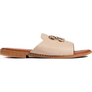 Dámské pantofle Béžové nazouváky s přezkou KK-722BE Velikost: 37