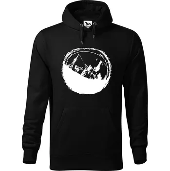 Pánská mikina DOBRÝ TRIKO Pánská mikina s potiskem Hory a kolo Velikost pánské mikiny: 4XL, Barva: Černá