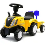 Dětské odrážedlo traktor s vlečkou a nářadím Baby Mix New Holland žlutý