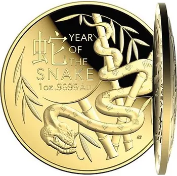 Exkluzivní zlatá mince Lunární série Year of the Snake (Rok hada) 1 Oz 2025 Dome PROOF (Lunar RAM)