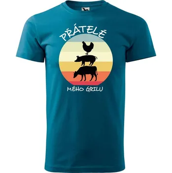 DOBRÝ TRIKO Pánské tričko s potiskem Přátelé mého grilu Velikost: 2XL, Barva: Petrolejová