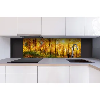 Obklad DIMEX | Dibond za kuchyňskou linku DBW-18060-084 | 180 x 60 cm | Slunečný les + Dibond deska za kuchyňskou linku DIMEX v rozměru 180 x 60 cm, motiv Slunečný les