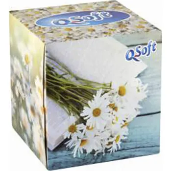 Papírový kapesník Q Soft papírové kapesníky Daisy 3-vrstvé kostka, 60 ks