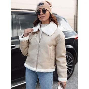 Dámský křivák Dámská bunda FURBLAZE kožená s kožíškem TY4730 Barva: Béžová, Velikost: M