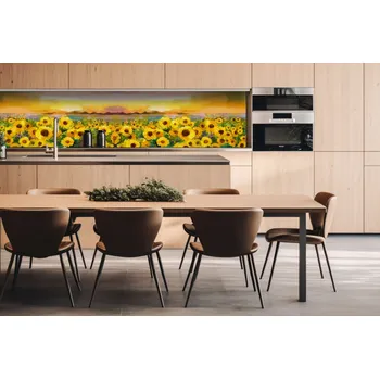 Obklad DIMEX | Dibond za kuchyňskou linku DBW-26060-214 | 260 x 60 cm | Malba slunečnic + Dibond deska za kuchyňskou linku DIMEX v rozměru 260 x 60 cm, motiv Malba slunečnic
