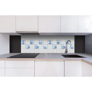 Obklad DIMEX | Dibond za kuchyňskou linku DBW-18060-167 | 180 x 60 cm | Modré kachličky + Dibond deska za kuchyňskou linku DIMEX v rozměru 180 x 60 cm, motiv Modré kachličky
