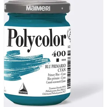 Speciální výtvarná barva Akrylová barva Maimeri Polycolor 400 Základní modř Cyan 140 ml