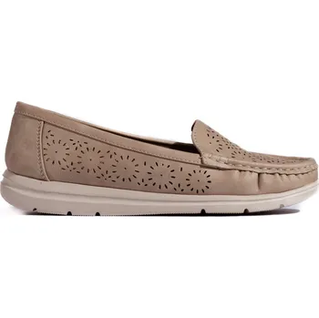 Dámské mokasíny Tmavě béžové děrované mokasíny VE01BE Velikost: 41