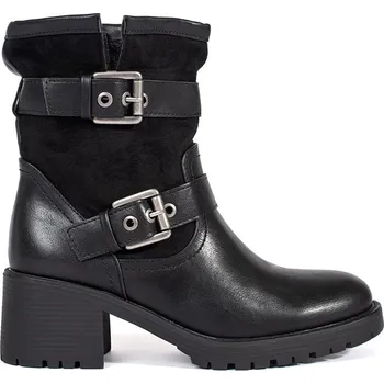 Dámská sportovní obuv Černé kotníkové boty dámské na podpatku se sponou, podpatek 6 cm M-795B Velikost: 37