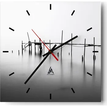 Hodiny Velké nástěnné hodiny 40x40 Krajina Skleněné hodiny Tiché