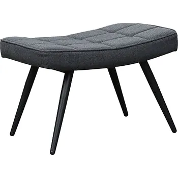 Taburet byLIVING Taburet Uta, tmavě šedá tkaná látka s dekorativním prošíváním, černé kovové nohy s práškovou úpravou | UTA