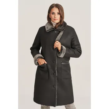 Dámský kabát Dámský dubeňák z pravé ovčí kůže - černý (XL - 44)