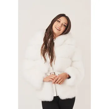 Dámský kožich Bílá bunda z pravé kožešiny - kožešina z bílé lišky (S - 36)