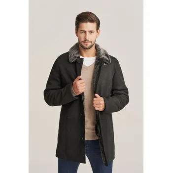 Pánský kabát Černý pánský zimní dubeňák - Kožich černý pánský (M - 50)