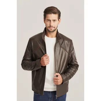 Pánská casual bunda Pánská hnědá kožená bunda (L - 54)