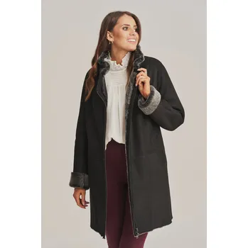 Dámský kožich Elegantní dámský kožich v černé barvě (XL - 42)