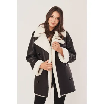 Dámský černý kožich Oversize - Dámská zimní bunda (XXL - 46)