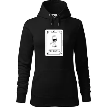 Dámská mikina DOBRÝ TRIKO Dámská mikina s potiskem Družička tarot Velikost dámské mikiny: XS, Barva: Černá