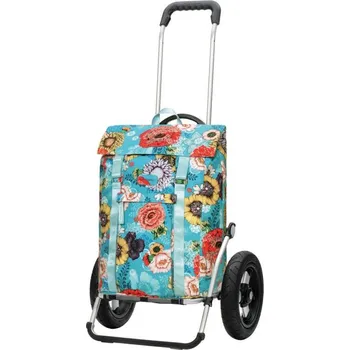 Taška na kolečkách Andersen Royal Shopper Basil Bloom modrá, kolečka nafukovací 29cm
