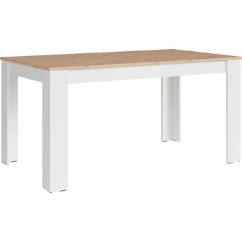 Jídelní stůl byLIVING NORI jídelní stůl / Moderní kuchyňský stůl v dubovém vzhledu / Bílý melaminový podstavec / Velký stůl / 160 x 90, V 75 cm |