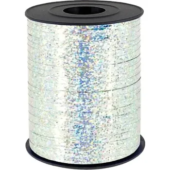 Stuha Stuha vázací 225 m/0,5 cm - STŘÍBRNÁ HOLOGRAFICKÁ