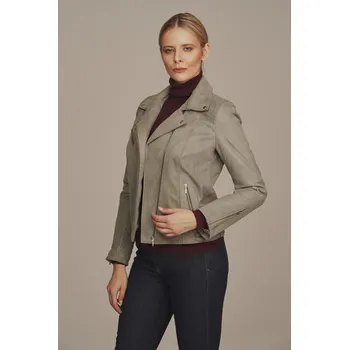 Dámský křivák Dámská kožená bunda šedá (Indywidualny)